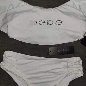 Bebe White Off-Shoulder Swimwear